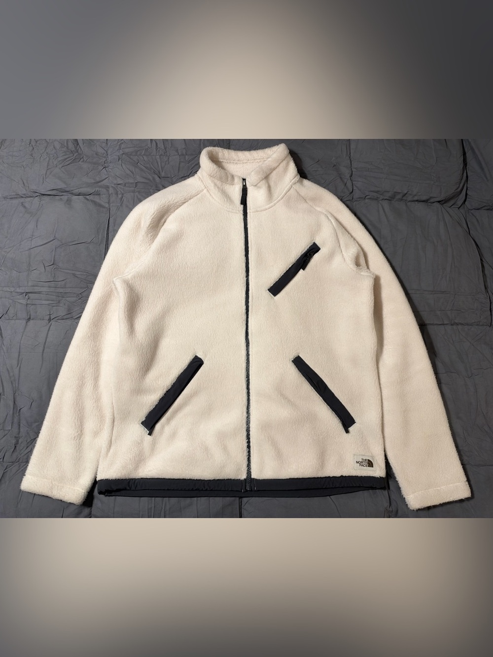 The North Face Cragmont Men’s Full Zip Fleece Jacket White/Black Trim Size L